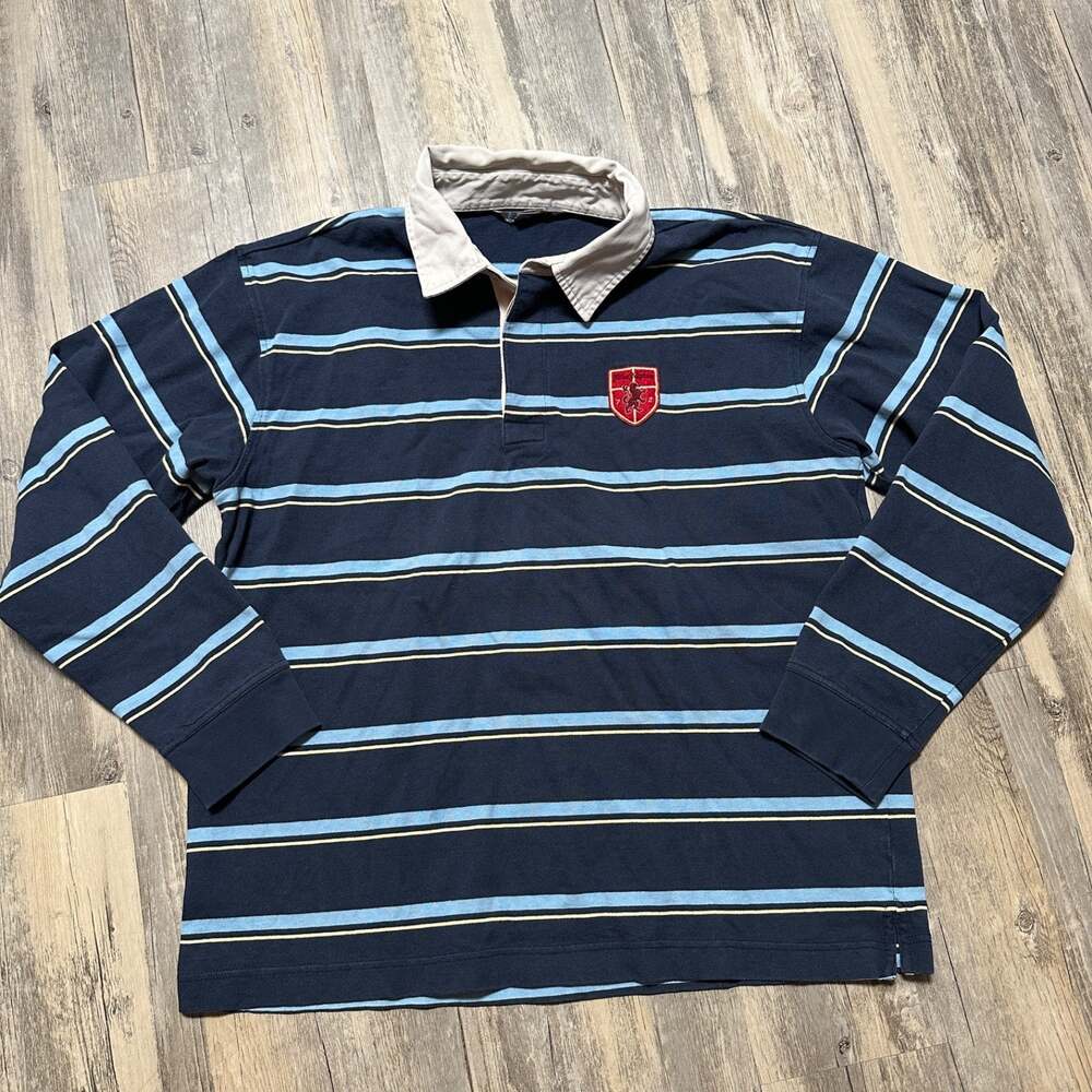 Vintage Nike Y2K Rugby Polo Shirt Men’s Large Blue Stripe 2000s USA